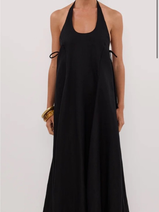 DISSH Dresses & Skirts - DISSH Abby Black Backless Halter linen Maxi Dress